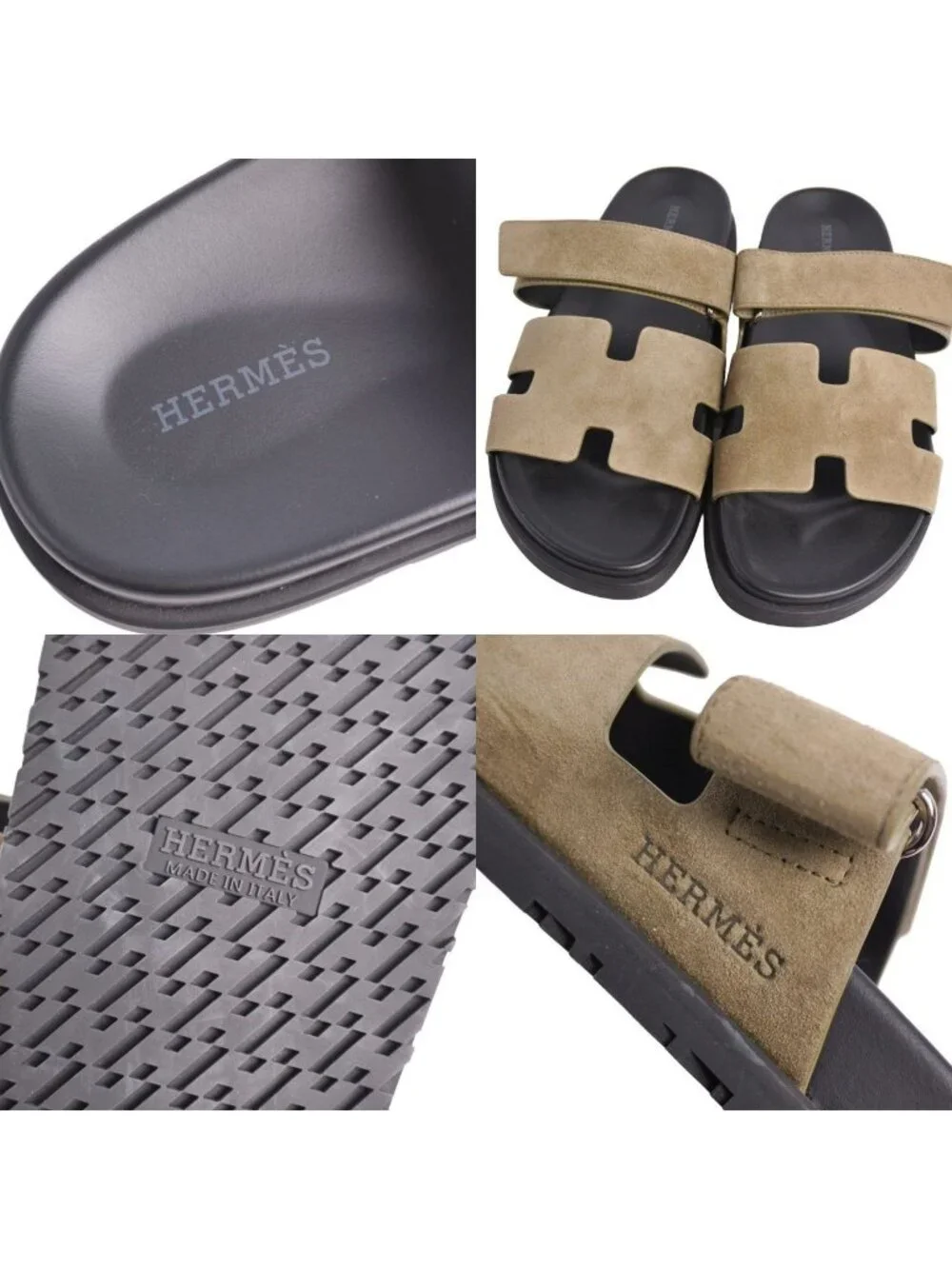 Hermes Sandals Chypre Logo Leather Shoes